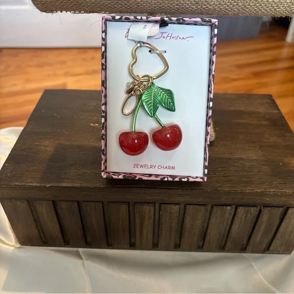 Betsey Johnson Red Cherry and Green Leaf Charm - Picture 3 of 5